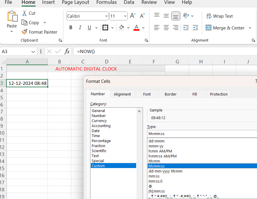 excel format cell option